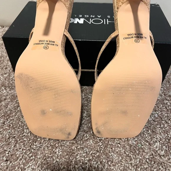 Fashion Nova Cork Thong Mule Heels - Picture 5 of 6